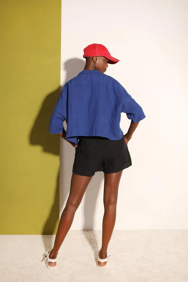 Women Basic Linen Shorts Black LF Markey Shorts