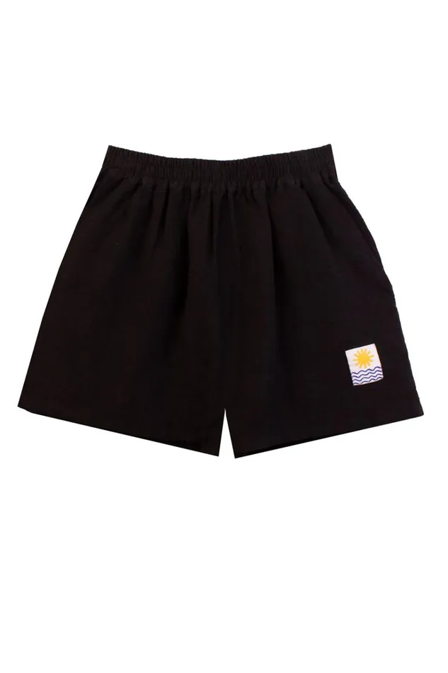 Women Basic Linen Shorts Black LF Markey Shorts