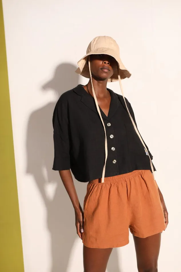 Women Basic Linen Shorts Chestnut LF Markey Shorts