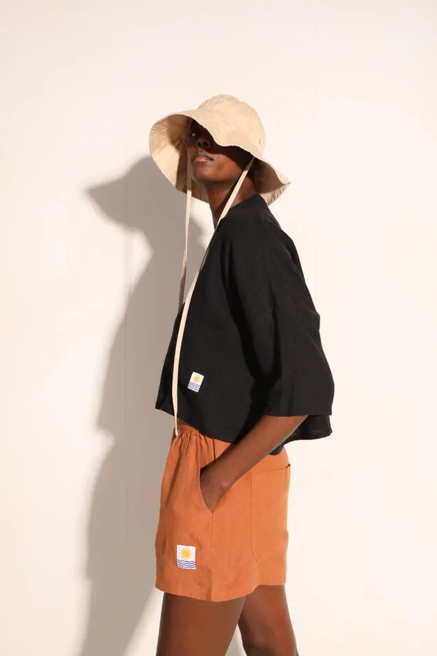 Women Basic Linen Shorts Chestnut LF Markey Shorts