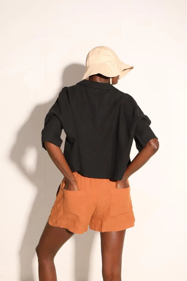 Women Basic Linen Shorts Chestnut LF Markey Shorts