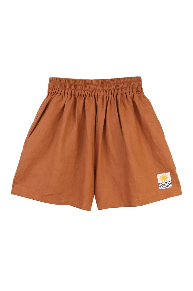 Women Basic Linen Shorts Chestnut LF Markey Shorts