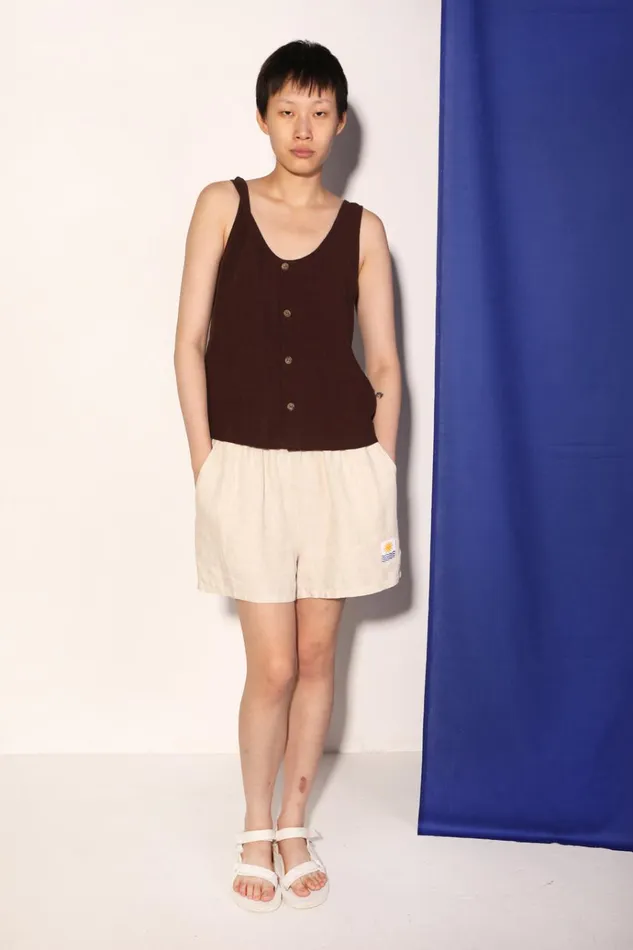 Women Basic Linen Shorts Cream LF Markey Shorts