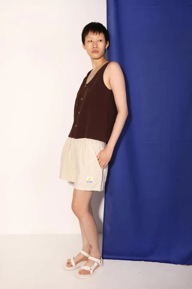 Women Basic Linen Shorts Cream LF Markey Shorts