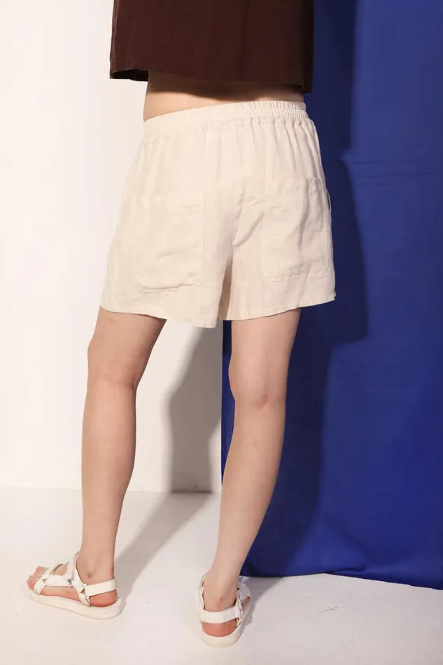 Women Basic Linen Shorts Cream LF Markey Shorts