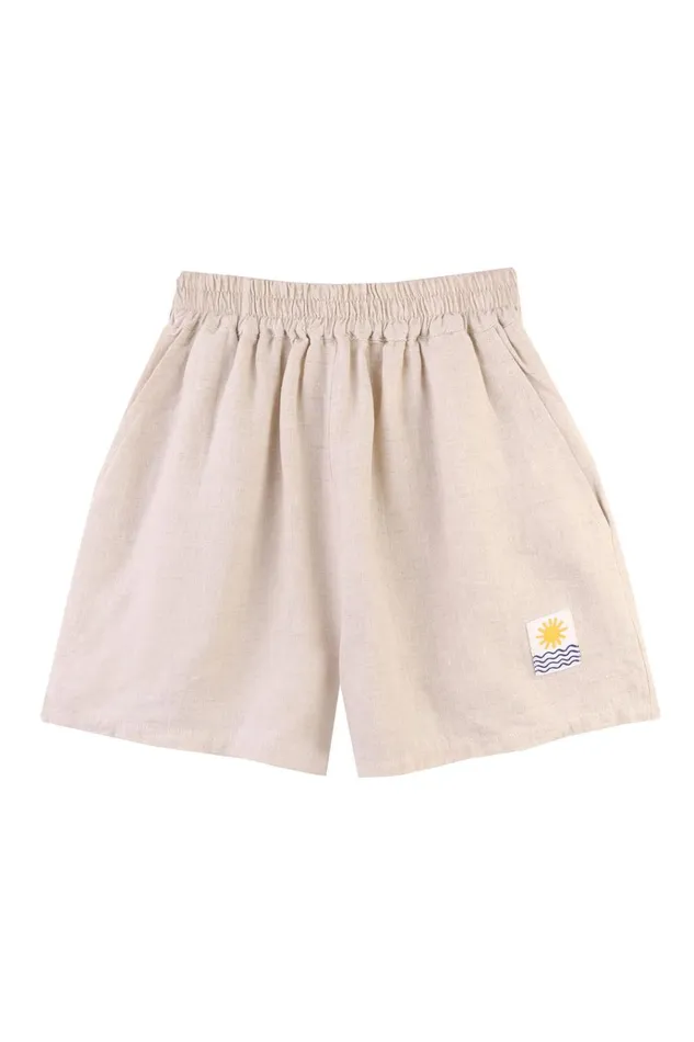 Women Basic Linen Shorts Cream LF Markey Shorts