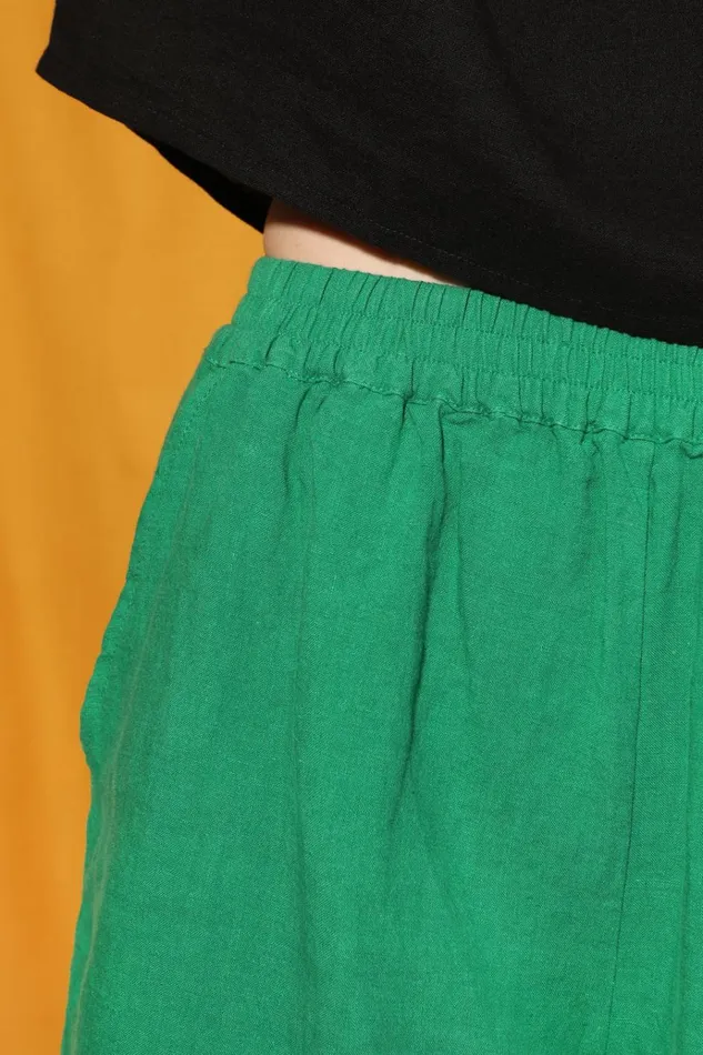 Women Basic Linen Shorts Grass LF Markey Shorts