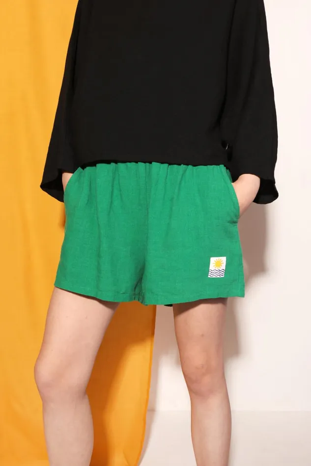 Women Basic Linen Shorts Grass LF Markey Shorts