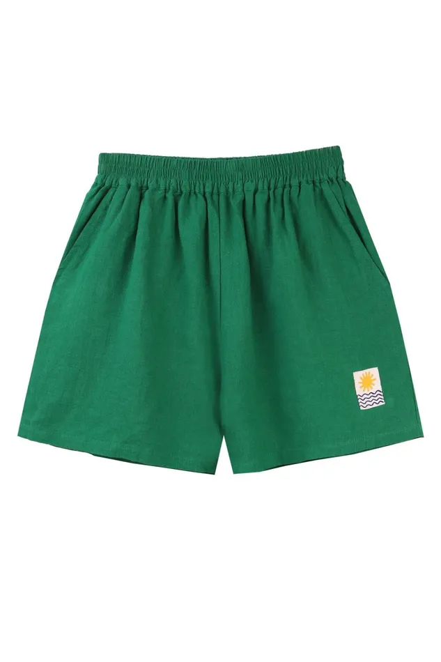Women Basic Linen Shorts Grass LF Markey Shorts