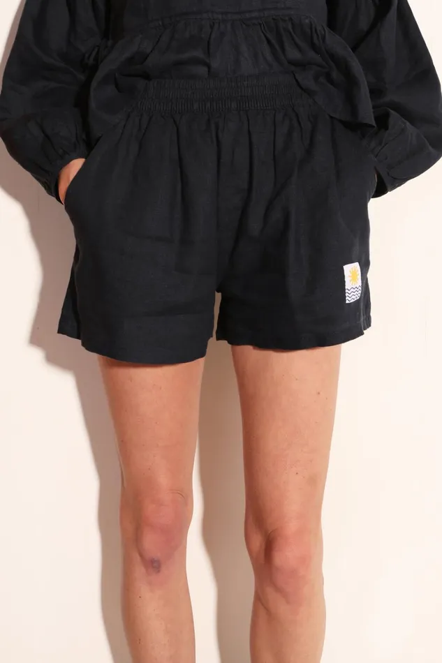 Women Basic Linen Shorts Navy LF Markey Shorts