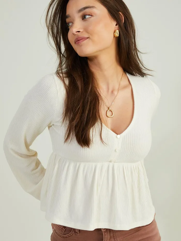 Women Beatrice Ribbed Babydoll Top Birch Altar039d State Blouses
