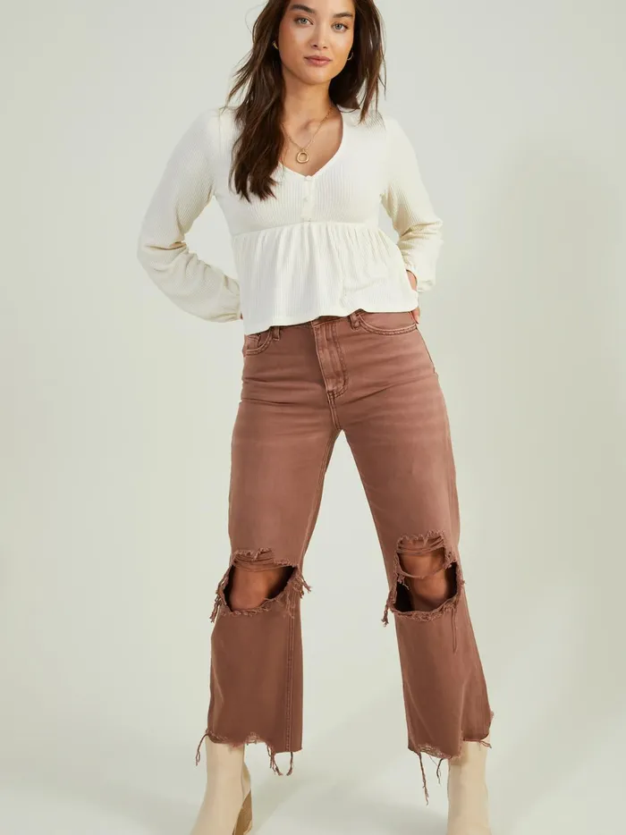 Women Beatrice Ribbed Babydoll Top Birch Altar039d State Blouses