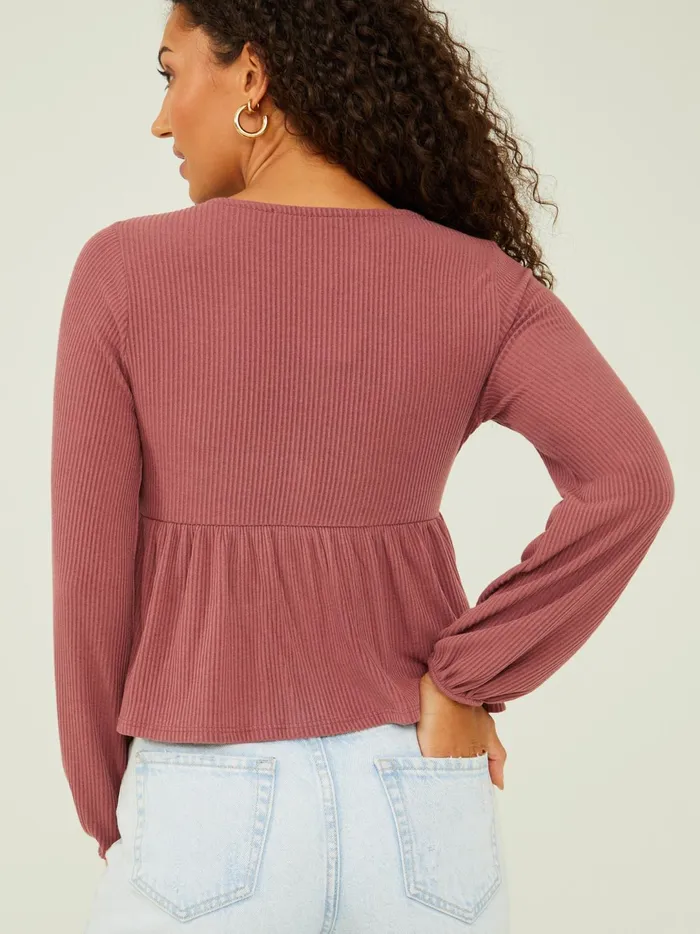 Women Beatrice Ribbed Babydoll Top Crushberry Altar039d State Blouses