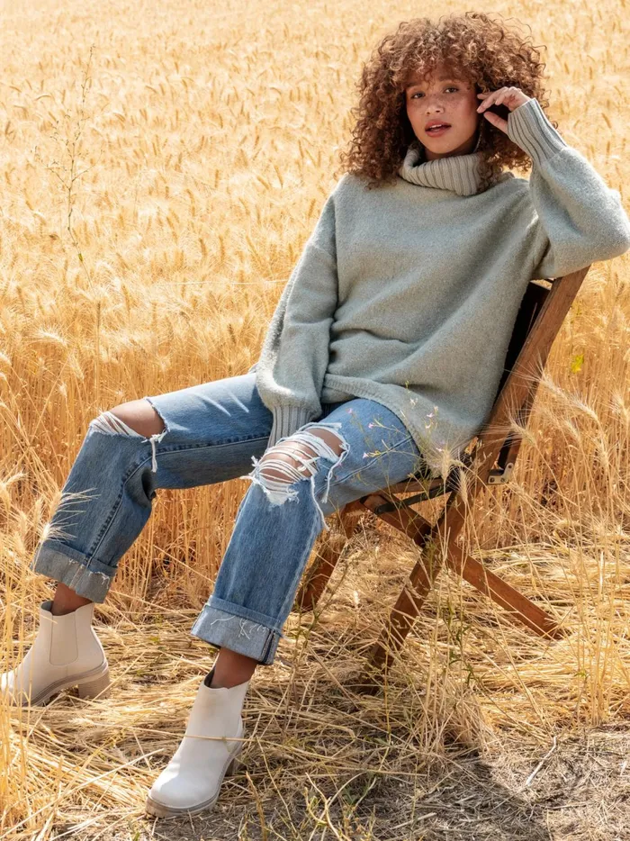 Women Billie Boucle Turtleneck Sweater Mint Altar039d State Sweaters