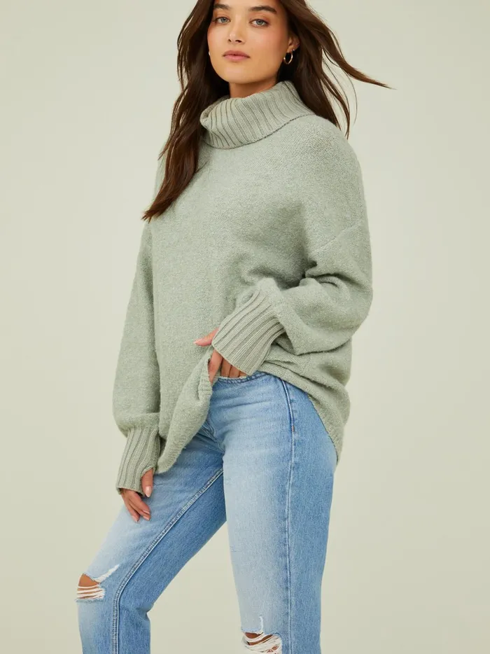 Women Billie Boucle Turtleneck Sweater Mint Altar039d State Sweaters