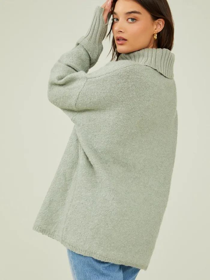 Women Billie Boucle Turtleneck Sweater Mint Altar039d State Sweaters