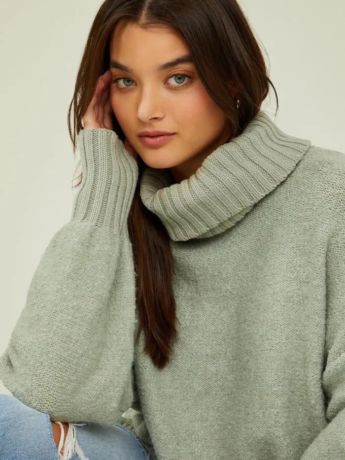 Women Billie Boucle Turtleneck Sweater Mint Altar039d State Sweaters