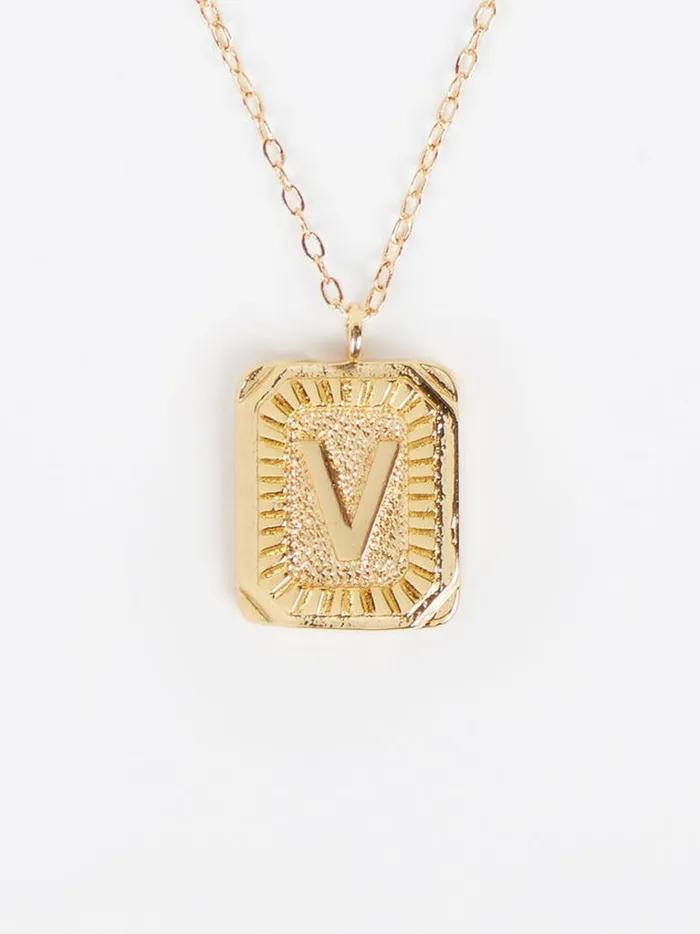 Women Burst Tag Monogram Necklace 8211 V Gold Altar039d State Jewelry