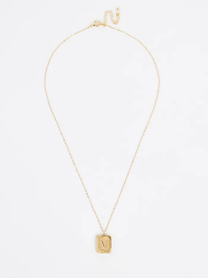 Women Burst Tag Monogram Necklace 8211 V Gold Altar039d State Jewelry