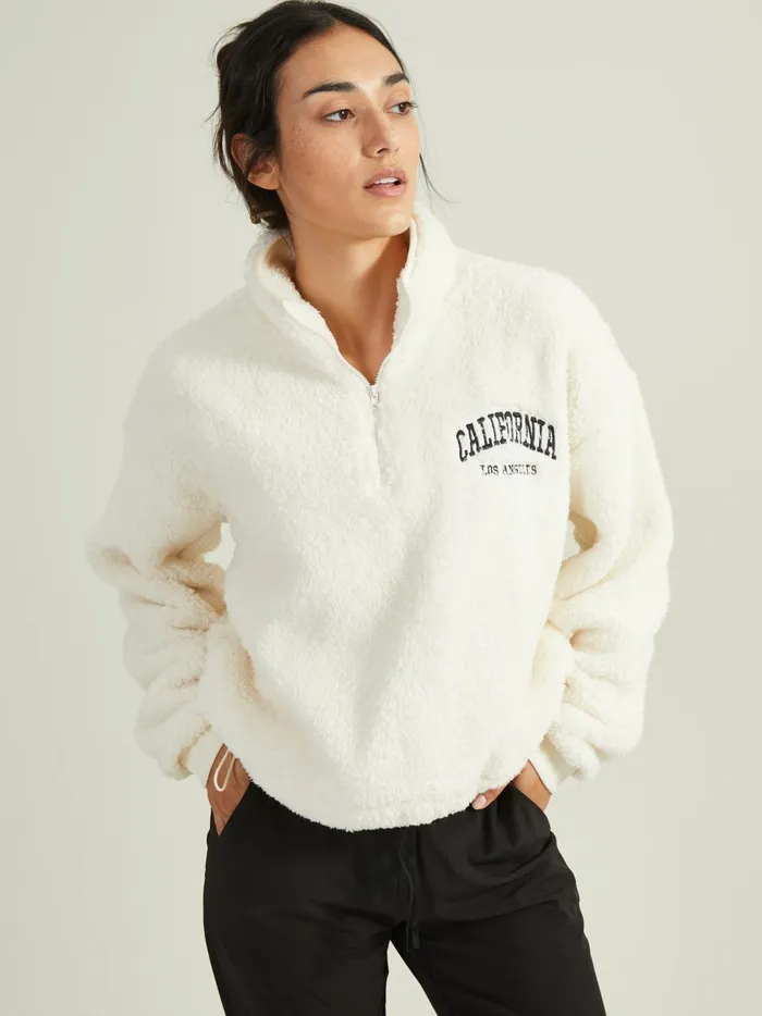 Women California Sherpa Pullover Ivory Altar039d State Activewear