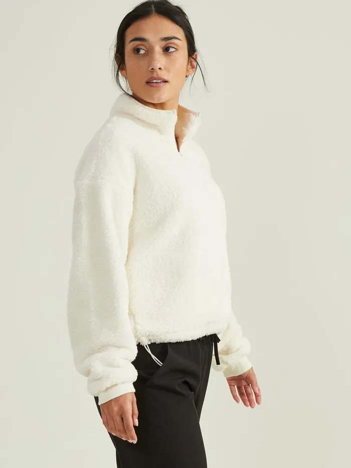 Women California Sherpa Pullover Ivory Altar039d State Activewear