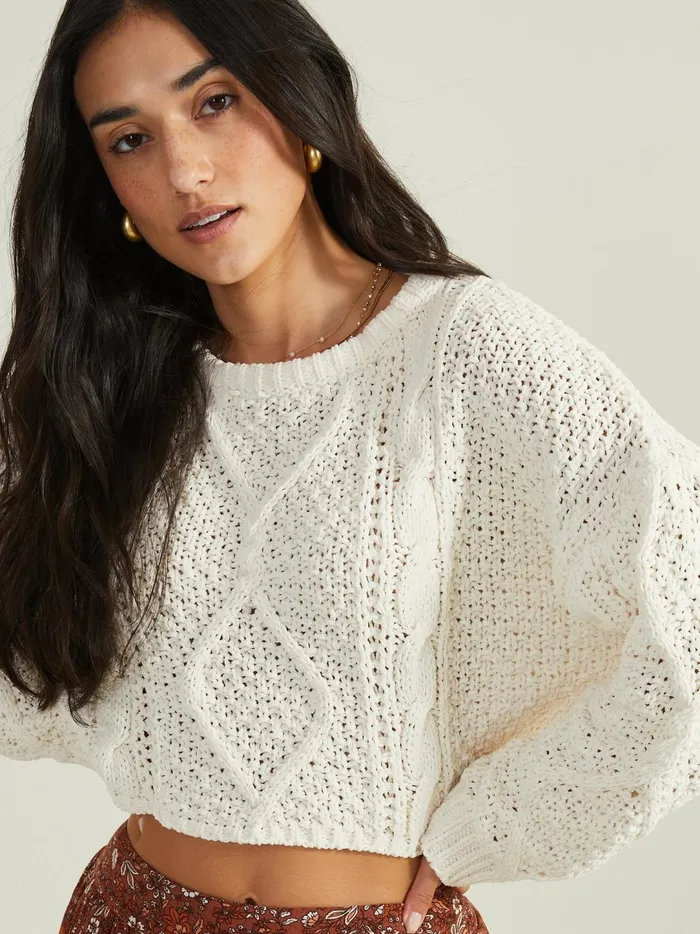 Women Cambria Chenille Cropped Sweater Ivory Altar039d State Sweaters
