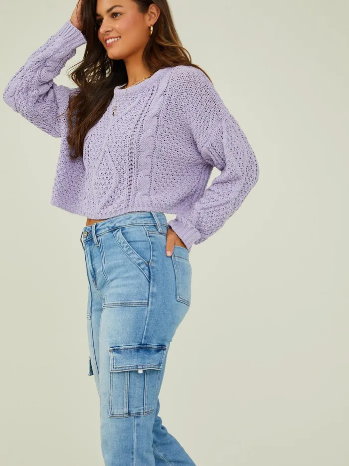 Women Cambria Chenille Cropped Sweater Lavender Altar039d State Sweaters