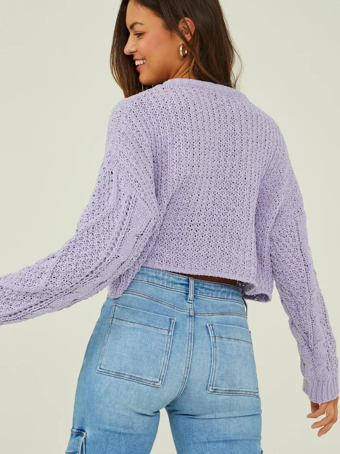 Women Cambria Chenille Cropped Sweater Lavender Altar039d State Sweaters