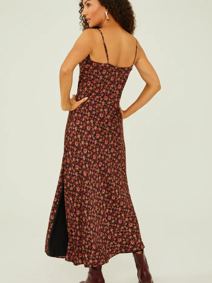 Women Carmen Floral Satin Maxi Dress Blackmulti Altar039d State Maxi Midi