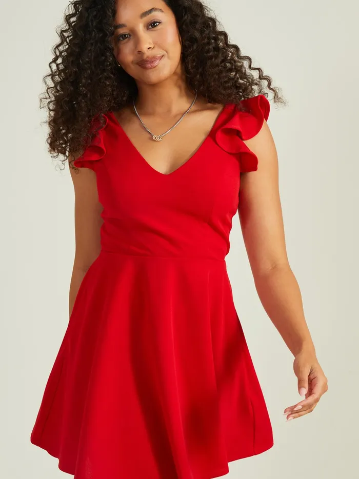 Women Cassie Flutter Sleeve Mini Dress Red Altar039d State Special Occasion