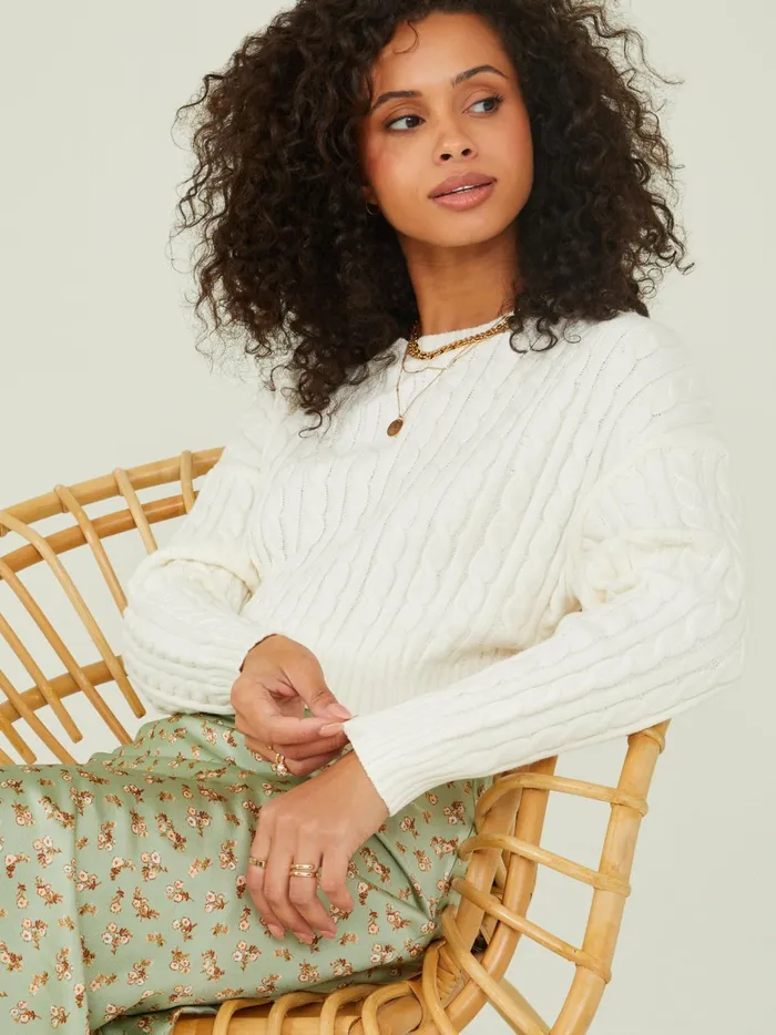 Women Charlie Cropped Sweater Ivory Altar039d State Sweaters