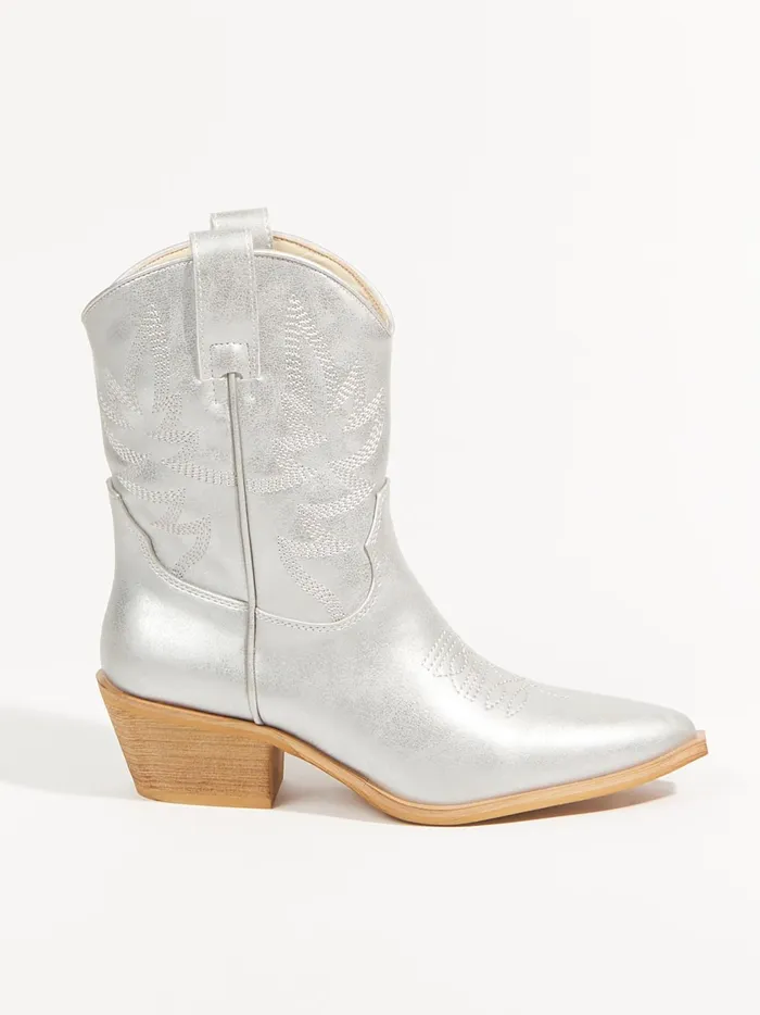 Women Claire Metallic Cowboy Boots Silver Altar039d State Boots Booties