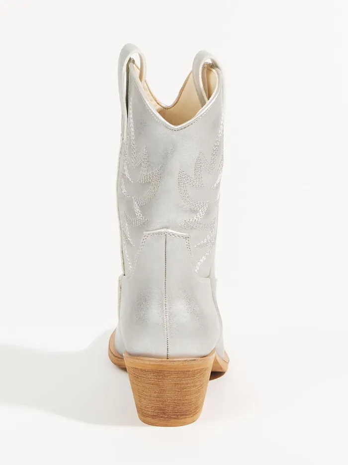 Women Claire Metallic Cowboy Boots Silver Altar039d State Boots Booties