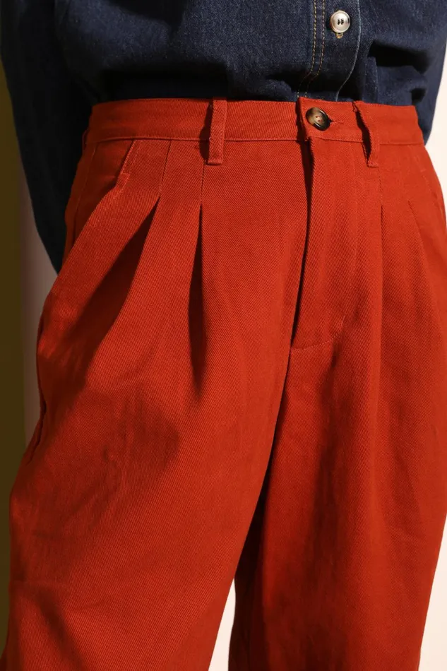 Women Classic Slacks Dark Rust LF Markey Trousers