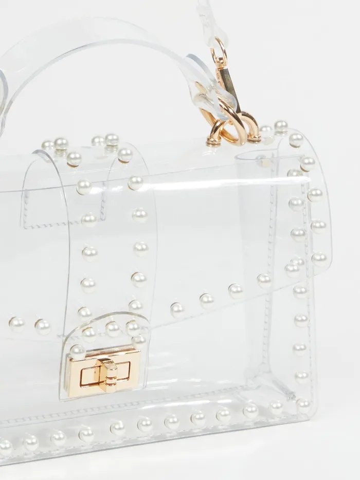Women Clear Pearl Foldover Crossbody Bag Clear Altar039d State Handbags