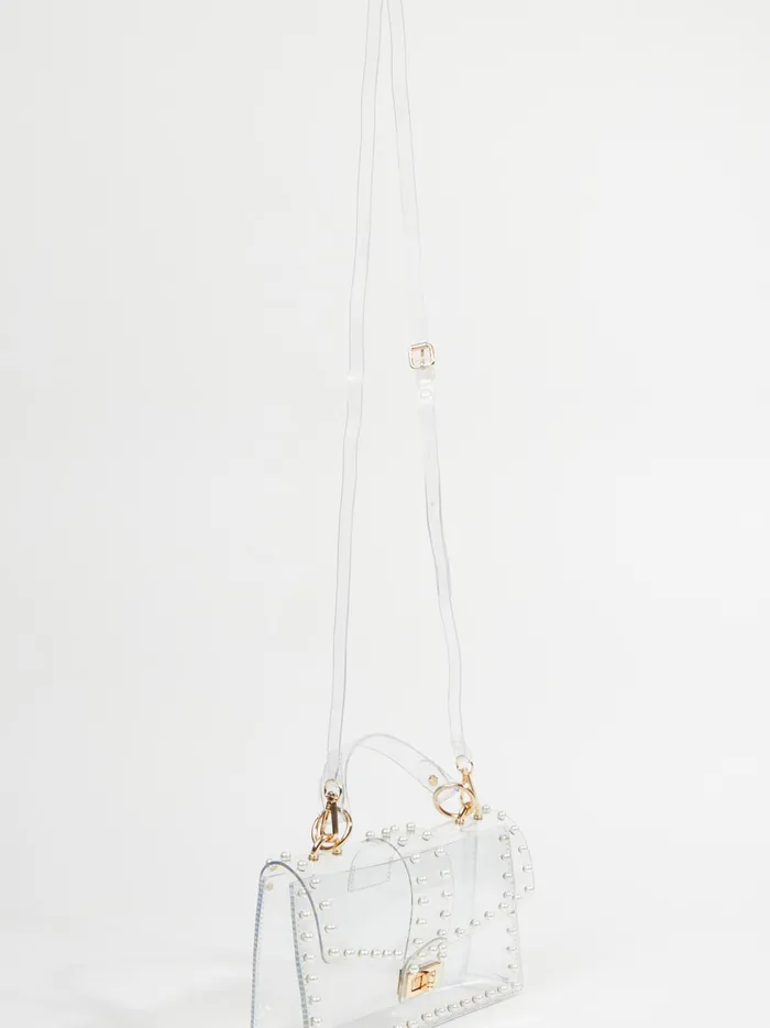 Women Clear Pearl Foldover Crossbody Bag Clear Altar039d State Handbags