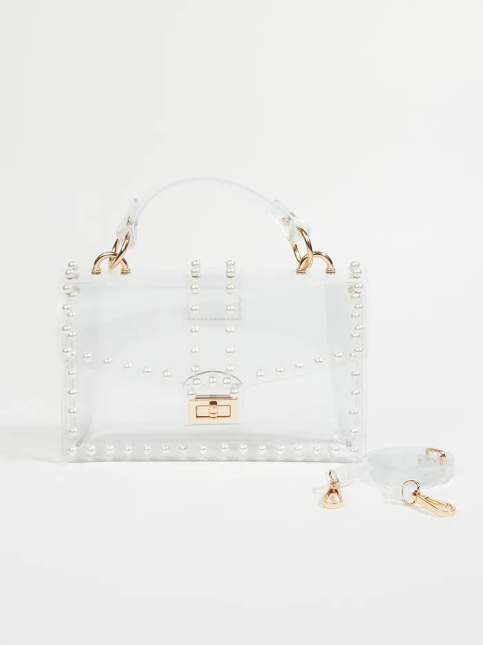 Women Clear Pearl Foldover Crossbody Bag Clear Altar039d State Handbags