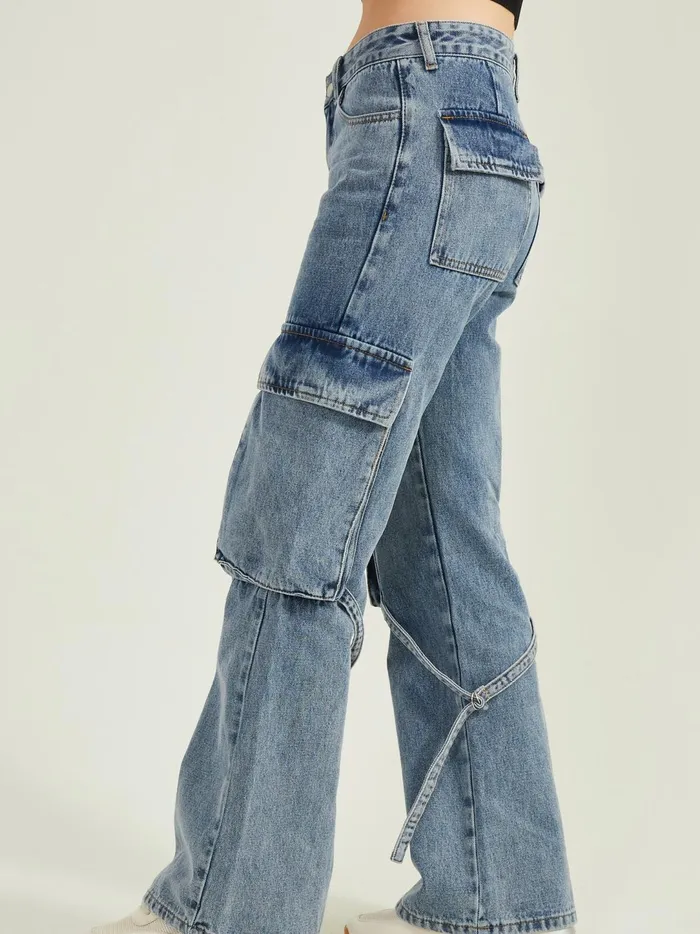 Women Collins Cargo Strap Jeans Mediumwash Altar039d State Jeans