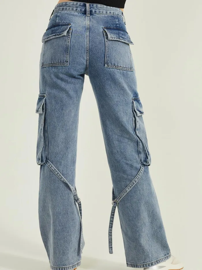 Women Collins Cargo Strap Jeans Mediumwash Altar039d State Jeans