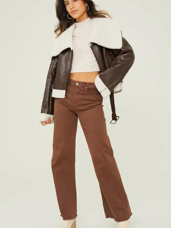 Women Corinna Vegan Leather Jacket Brown Altar039d State Jackets