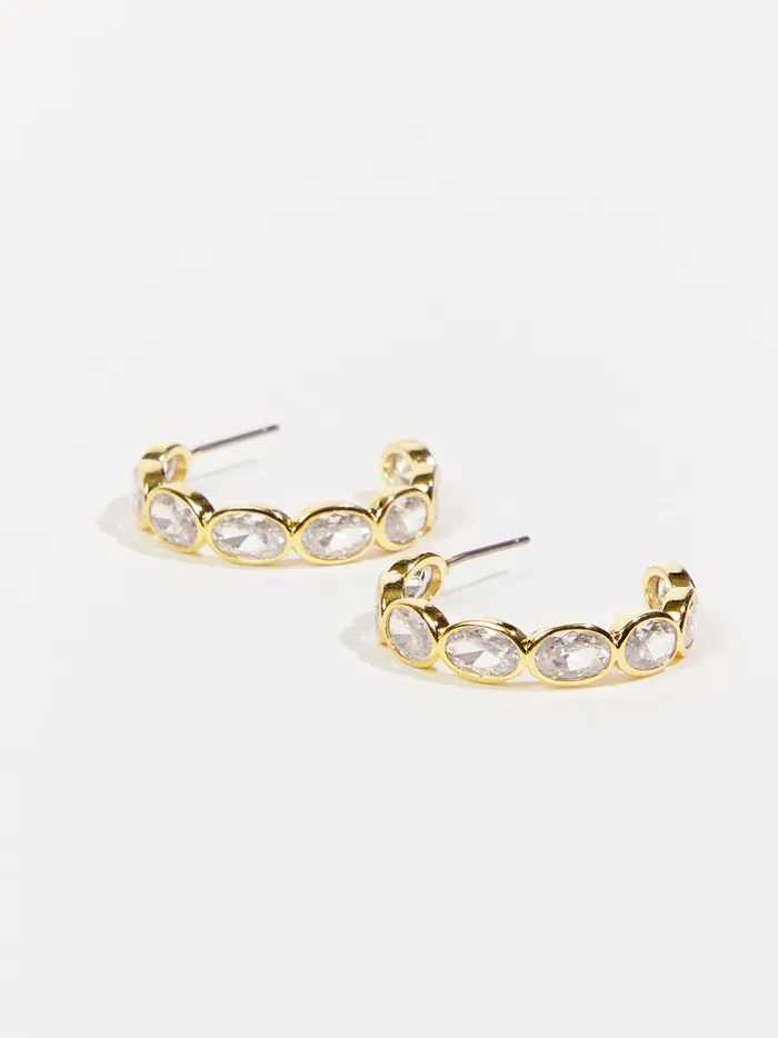 Women Crystal Baguette Open Hoop Earrings Gold Altar039d State Jewelry