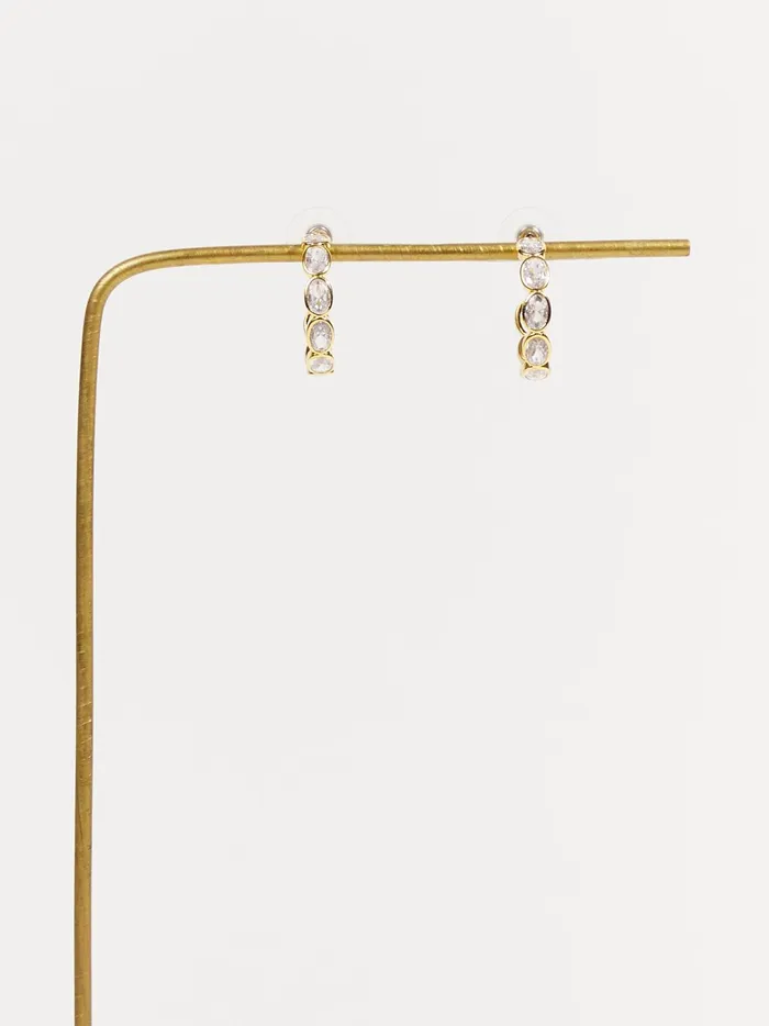 Women Crystal Baguette Open Hoop Earrings Gold Altar039d State Jewelry