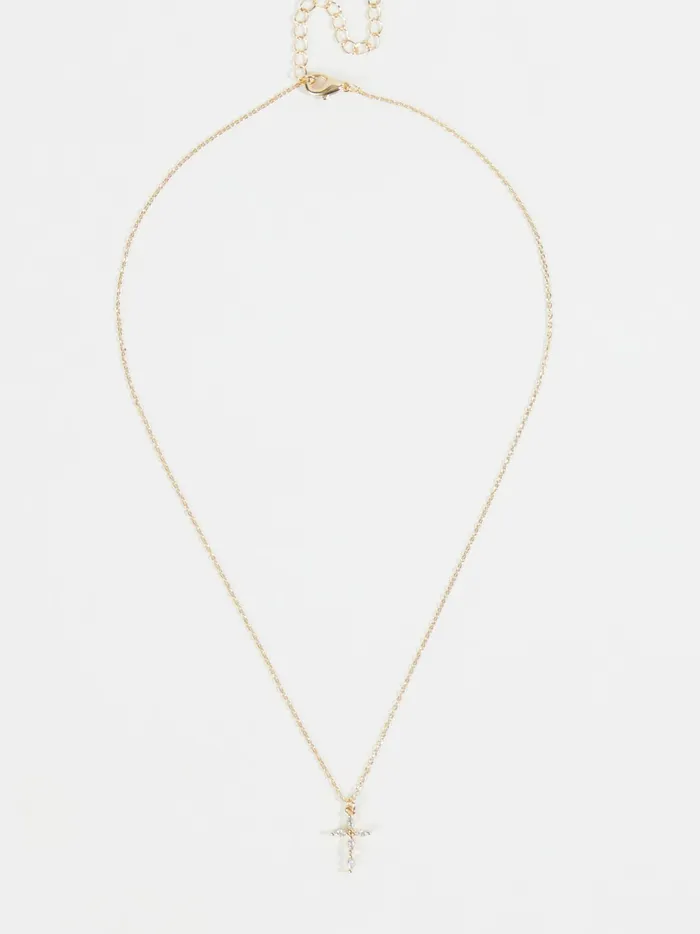 Women Crystal Cross Charm Necklace Gold Altar039d State Jewelry
