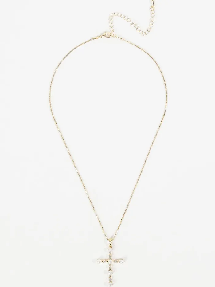 Women Dainty Pearl Cross Pendant Necklace Goldcream Altar039d State Jewelry