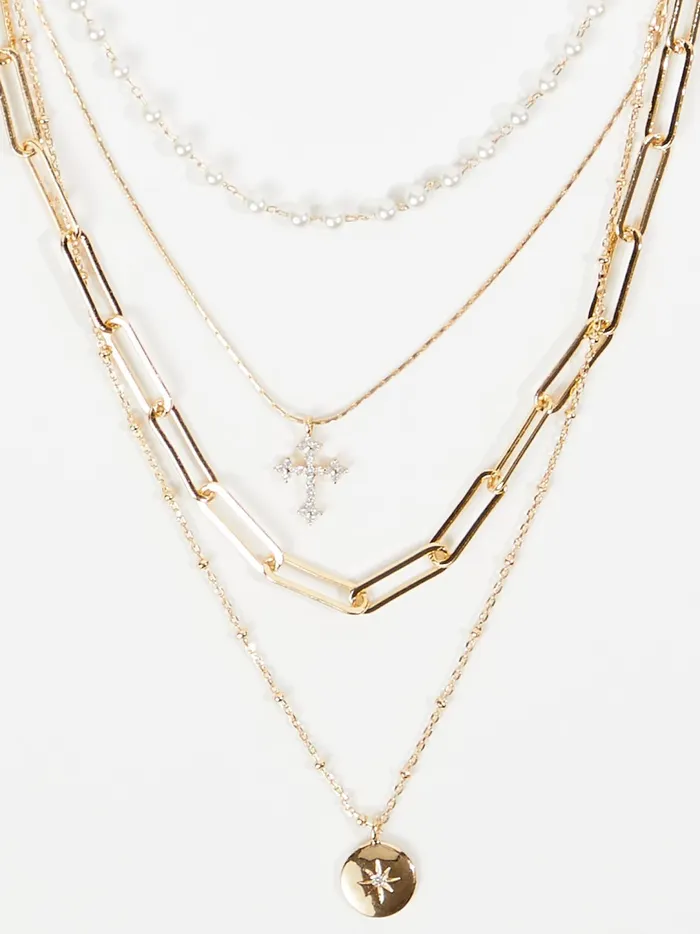 Women Dainty Pearl Pendant Layered Necklace Gold Altar039d State Jewelry