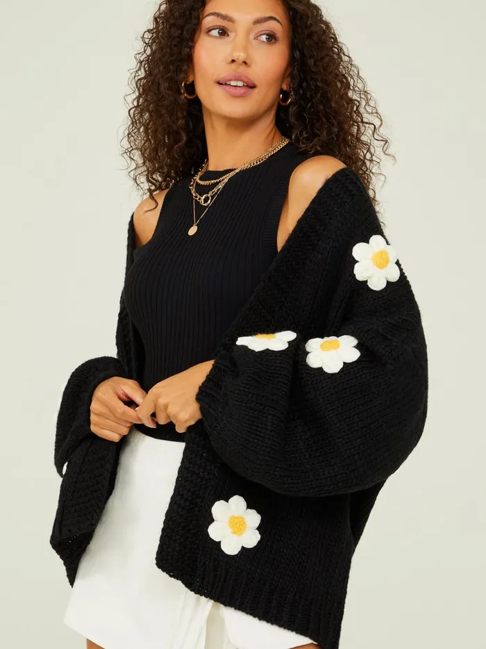 Women Daisie 3d Floral Cardigan Black Altar039d State Sweaters