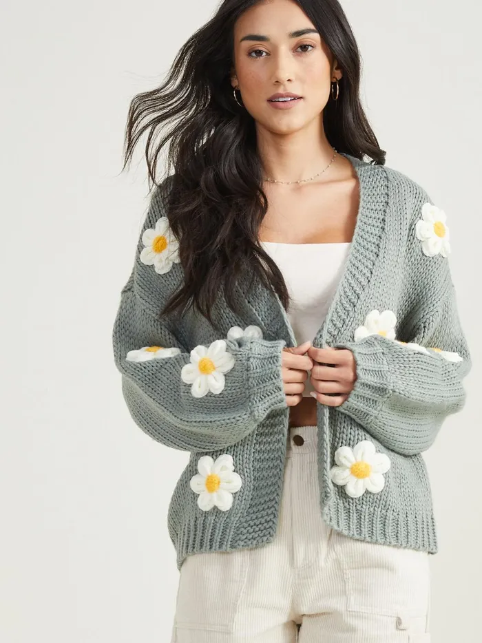 Women Daisie 3d Floral Cardigan Sage Altar039d State Cardigans