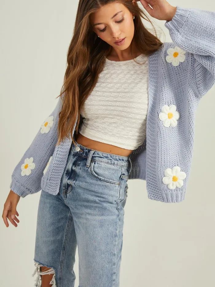 Women Daisie 3d Floral Cardigan Zenblue Altar039d State Sweaters
