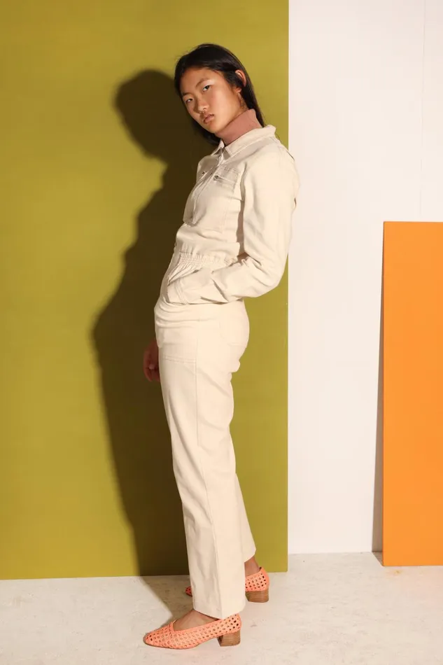 Women Danny Stretch Drill Boilersuit Ivory LF Markey One Pieces