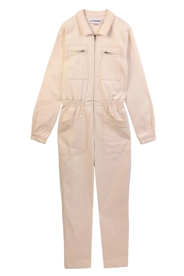 Women Danny Stretch Drill Boilersuit Ivory LF Markey One Pieces